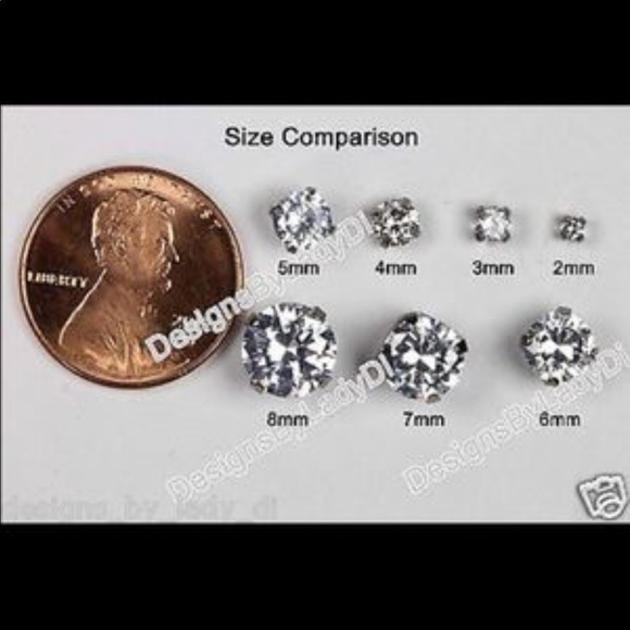 14K Solid Gold 5mm CZ Stud Earrings - Picture 4 of 4